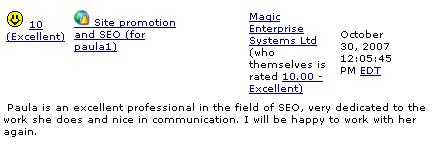 Clients Opinions About Paula1 SEO Specialist and her Search engine Optimization Services